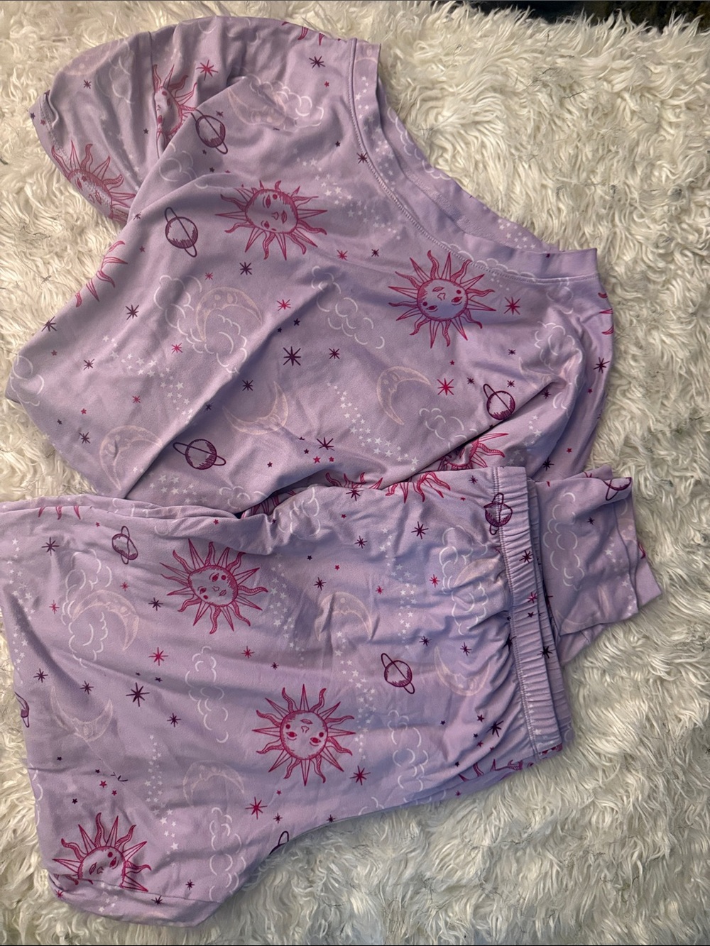 Women's Lavender Sun & Stars Pajama Set - Lavender